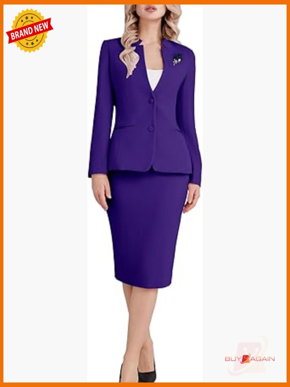 2 Piece Skirt Suit Set Business Blazer Jacket and Pencil Skirt with Slit